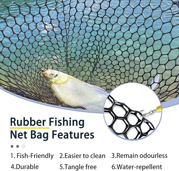 Telescoping Metal Lock Fishing Net Blue Aluminum Alloy Rubber Fish Net - Adjustable Length Lightweight Foldable Large Fishing Net with Handle Collapsible Extendable Fishing Accessories