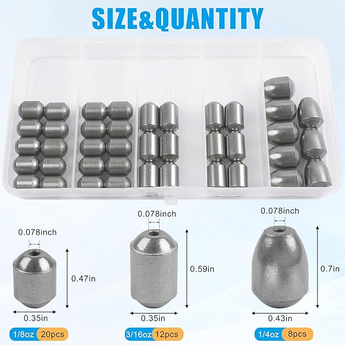Egg Sinkers Fishing Weights Kit, 23/40pcs Fishing Weights Sinkers Slip Sinkers Catfish Weights Bass Casting Sinker Weights Lead Free Fishing Weights for Freshwater Saltwater Fishing