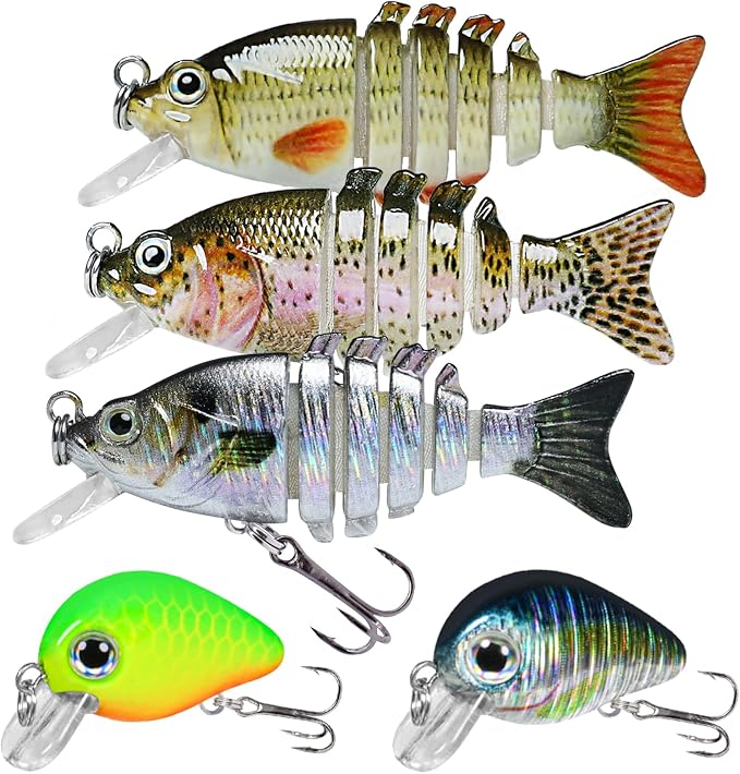 TRUSCEND Swimmax Easy Catch Fishing Lures with BKK Hooks, Wiggling, Vibrating, Rattling and Gurgling for More Bite, Heavy-Duty Dyneema Fiber Jointed Swimbaits for Bass, Trout, Walleye, Crappie, Pike