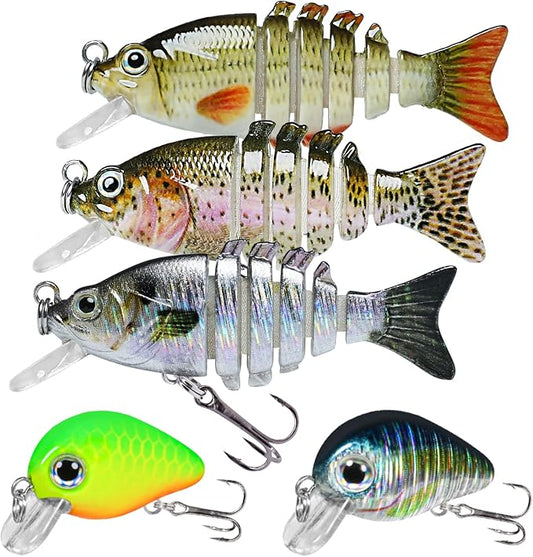 TRUSCEND Swimmax Easy Catch Fishing Lures with BKK Hooks, Wiggling, Vibrating, Rattling and Gurgling for More Bite, Heavy-Duty Dyneema Fiber Jointed Swimbaits for Bass, Trout, Walleye, Crappie, Pike