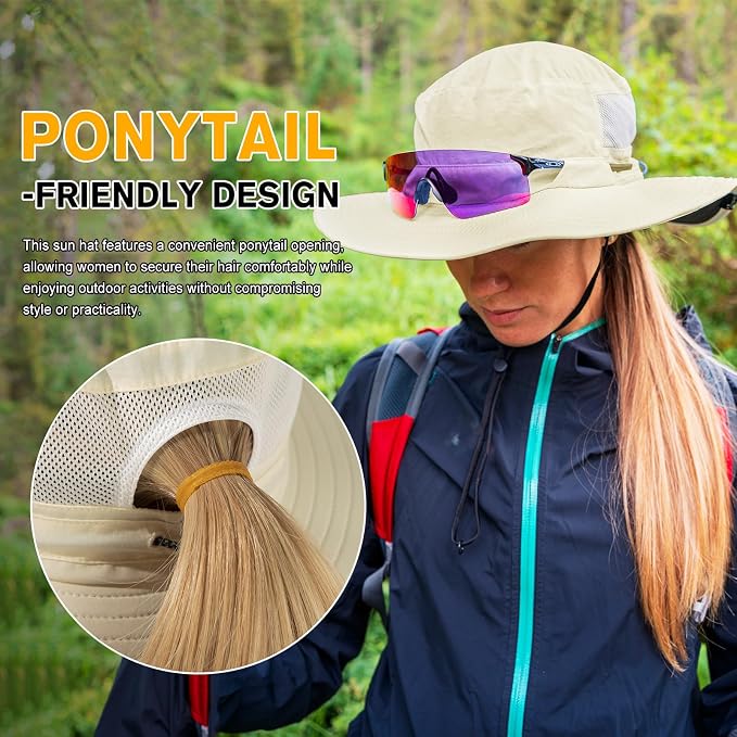 TOP-EX Men's Wide Brim Sun Hat UPF 50+ Waterproof, Packable Breathable Mesh Boonie Bucket Cap for Hiking Fishing Safari