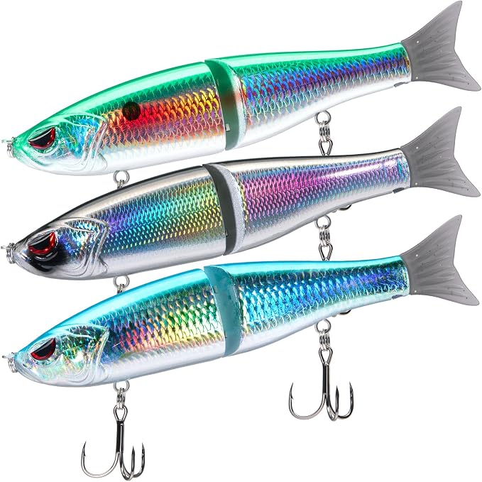 Bassdash SwimShad Glide Baits Jointed Swimbait Bass Pike Salmon Trout Muskie Fishing Lure,3-Pack
