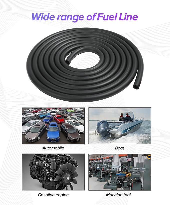 1/4 Fuel Line,Car Accessories 1/4" ID Fuel Line Hose Kit with 20Pcs 2/5" ID Hose Clamps,Automotive Replacement Powersports Fuel Lines,Suitable for Motorcycle,Mowers Tractors,Small Engines