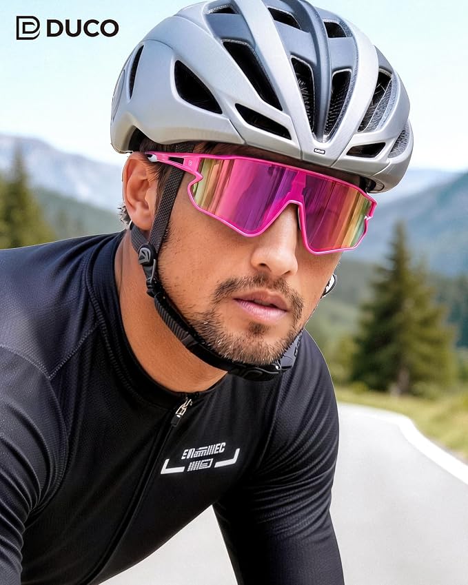 DUCO Polarized Sports Sunglasses for Men Women: UV400 Protection 24g Wrap Around Glasses for Baseball Running Hiking DC0023