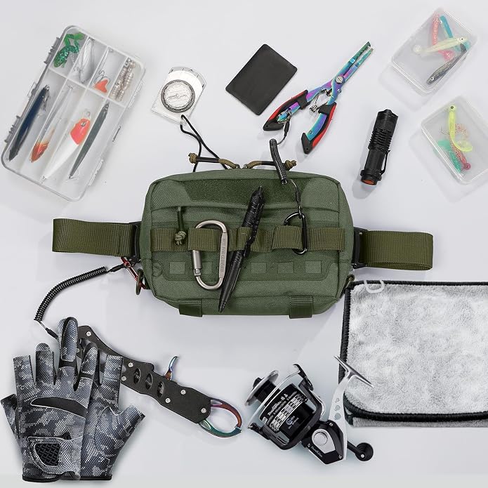 Outdoor Chest Bag for Men, Water-Resistant Fishing Chest Pack, Tactical Vest for Running, Cycling, Hiking