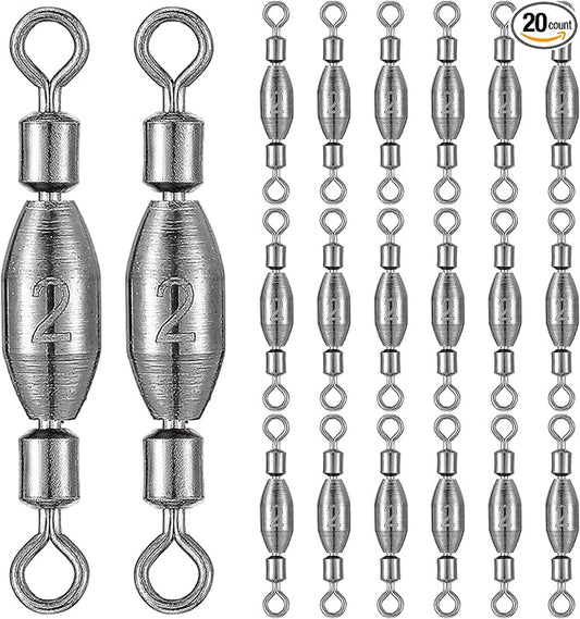 Seenelling 20 Pcs Brass Fishing Sinker Swivel Fishing Weights Saltwater Bullet Sinkers Drop Shot Weight Egg Sinkers with Swivel Rolling Removable Freshwater