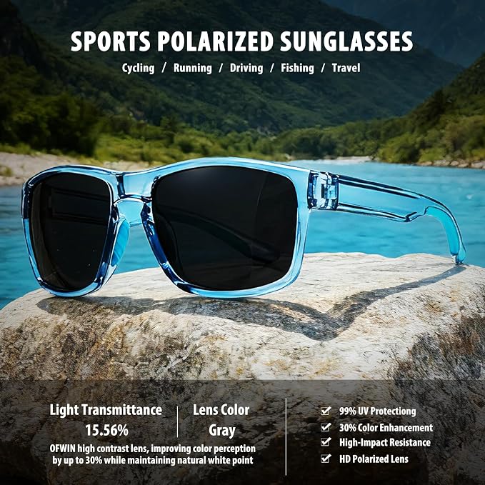 Sports Polarized Sunglasses for Men Women UV Protection Unbreakable Driving Running Fishing Hiking Sun Glasses
