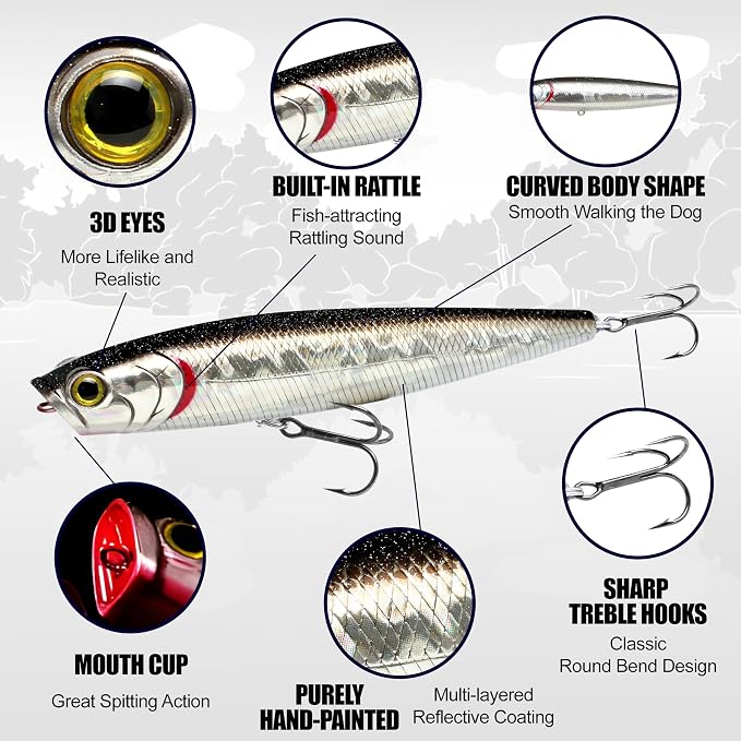 LUCKY CRAFT Gunfish 115NF Top Water Bass Fishing Lures, 4.5” Floating Lure with Cupped Mouth, Freshwater Trout and Bass Lures Fishing Gear, Accessories for Tackle Box