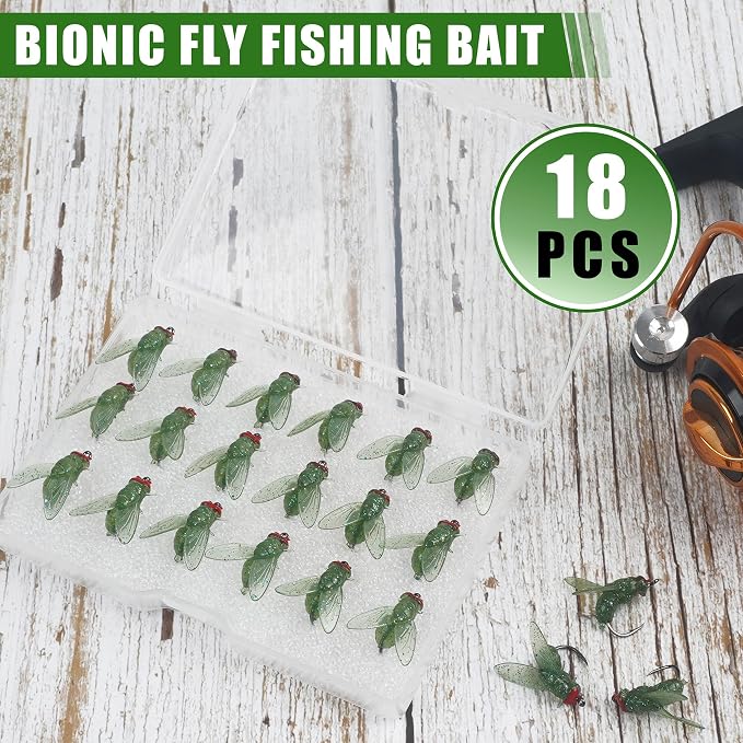 Bionic Fly Fishing Bait,18pcs/36pcs Trout Jig Swimbait Fly Hook Soft Bait Dry Flies Fly Fishing Lures Assortment Kit Attractant Fishing Gear Artificial Fishing Lure Panfish Lure Set