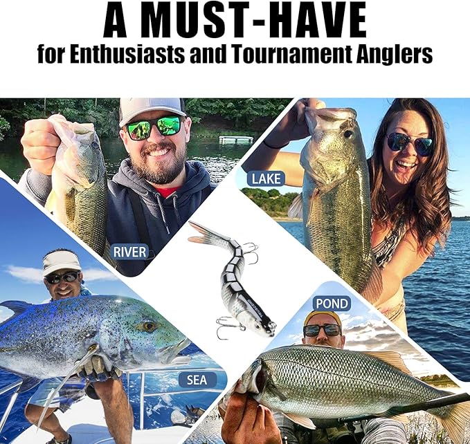 TRUSCEND Swimmax Easy Catch Fishing Lures with BKK Hooks, Wiggling, Vibrating, Rattling and Gurgling for More Bites, Heavy-Duty Dyneema Fiber Jointed Swimbaits for Bass, Trout, Crappie, Walleye, Pike
