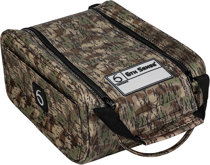 6th Sense Fishing Large Bait Bag – Durable Soft-Sided Storage for Soft Plastics - Perfect for Bass and Crappie Fishing (Marshwood - Woodland)