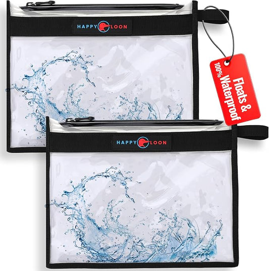 Floatig Waterproof Fishing Tackle Bag Set - 2 Large, 100% Submersible Dry Bags, Floats with phone & bait- Scuba-Grade Zipper, PVC-Free, Tethering Loop - Premium Fishing accessory pouch