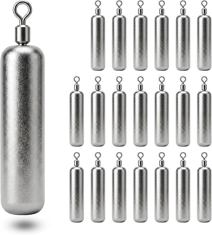 Drop Shot Fishing Weights with Rolling Swivel Streamlined Lead Fishing Sinkers for Freshwater Saltwater Catfish Bass Casting Fishing and Bottom Fishing Rigs