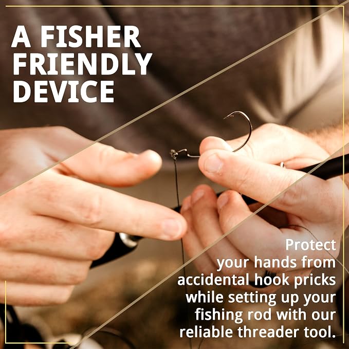 Line King™ Fishing Threader Tying Tool - Fishing Accessories and Equipment for Beginner and Experienced Anglers - Fish Hook Line Cord Threader, Gift for Angler (Transparent Yellow) Patent Pending