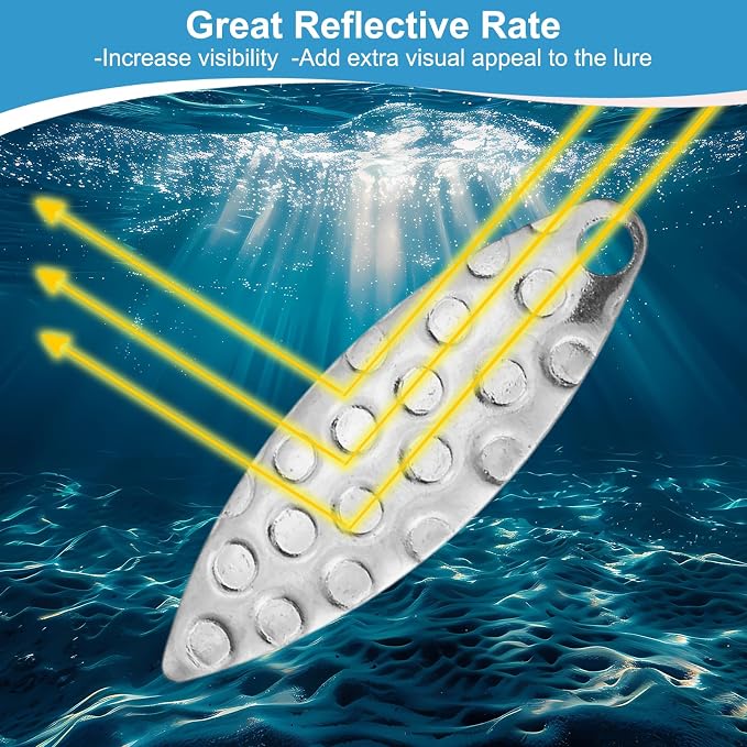 PATIKIL Fishing Lure Blades, Round Fishing Spinner Baits Willowleaf Lure Spinner Lure Making Part with Plastic Storage Box for Bait Fishing Accessories