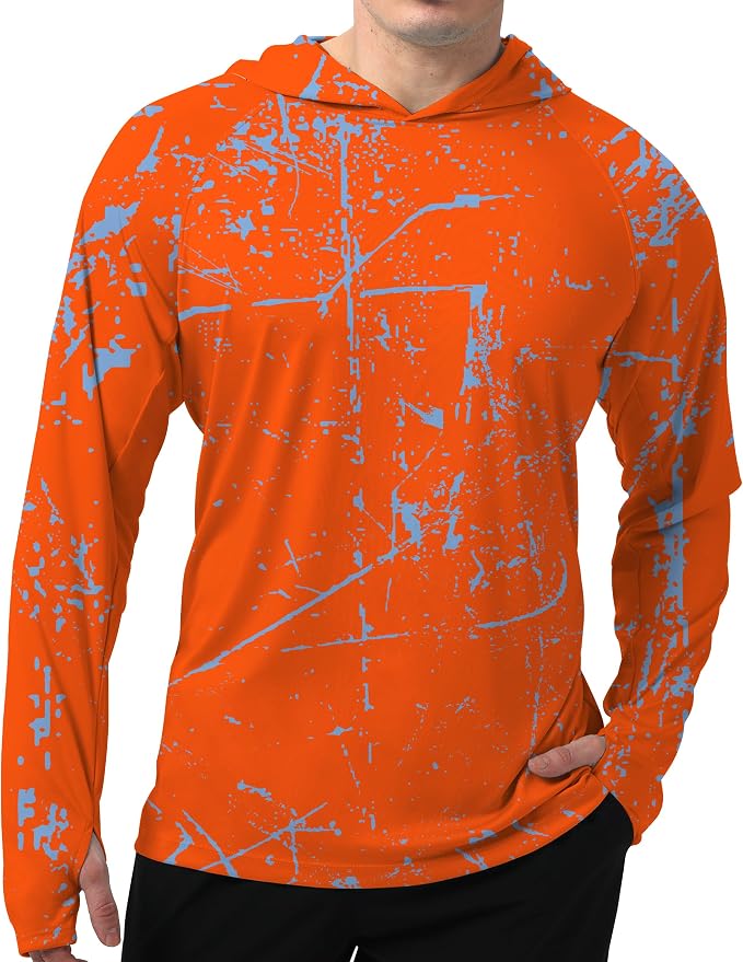 Men's UPF 50+ Sun Protection Hoodie Shirt Long Sleeve SPF Fishing Outdoor UV Hiking Lightweight Shirts