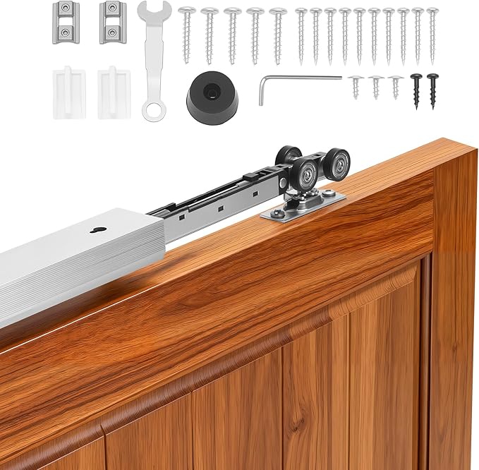 VEVOR Sliding Pocket Door Hardware Track Kit, 68.74" Pocket Door Track Kit with Soft Close Mechanism for Smooth and Quiet Sliding, Easy to Install, for 1" to 1 3/4" Thickness 36" Width Single Door