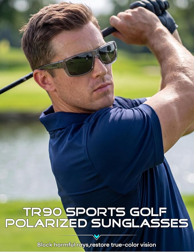 ATTCL Polarized Sunglasses Men for Fishing: UV Protection Lightweight TR90 Sports Wrap Sun Glasses Driving Golf Running
