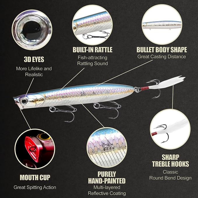 LUCKY CRAFT Gunfish 117 Freshwater Fishing Lures, Top Water Fishing Gear for Trout and Bass Fish, Spooks Cupped Mouth Walker, Long Casting Treble Hooks, Fish Accessories for Tackle Box