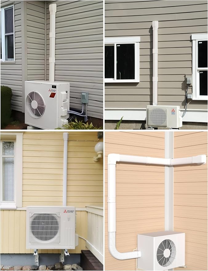3" Flexible Level Bend Cover, 90°-135° Flat Elbow, Upgrade PP Heat-resistant, Paintable Decorative Line Set Cover Kit Parts Accessories for Mini Split Air Conditioners, AC, HAVC and Heat Pumps