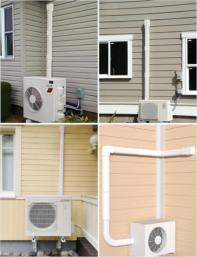 4" Level Bend Cover, 90° Flat Elbow, Upgrade PP Heat-Resistant, Paintable Decorative Line Set Cover Kit Parts Accessories for Mini Split Air Conditioners, AC, HAVC and Heat Pumps