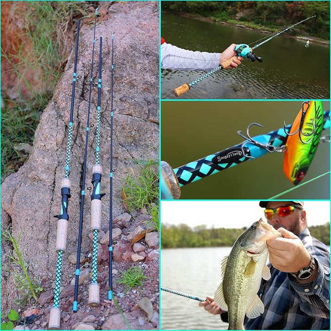 Sougayilang Fishing Rods, Graphite Spinning Rods, Lightweight 2 Pieces Cork Handle Casting