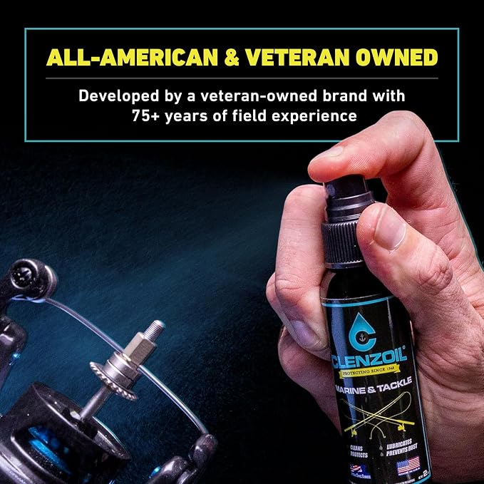 CLENZOIL Marine & Tackle - Fishing Gear Oil Lubricant - for Fish Care Reels, Boat Motors, Downriggers & More - Easily Oils Applicator