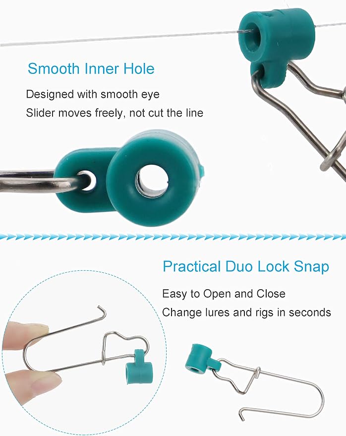Fishing Line Sinker Slides Catfishing Rig, Saltwater Heavy Duty Sinker Weights Connector with Duo Lock Snaps