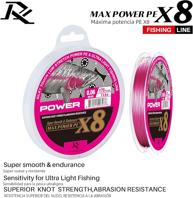 Ultra Slim Braided PE Fishing Line, Strong Knot Strength, Deign for Ultra Light Freshwater Fishing, Come with 3lb Test or 5lb Test, 170Yds Each Spool