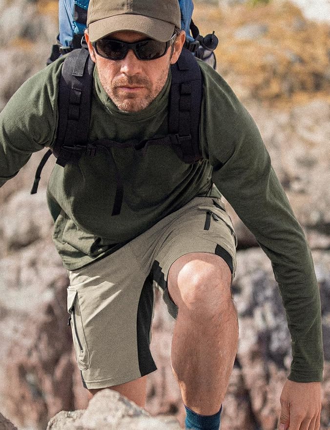 XKTTAC Men's Outdoor Quick Dry Lightweight Stretchy Shorts for Hiking, Tactical, Camping, Travel with 6 Pockets