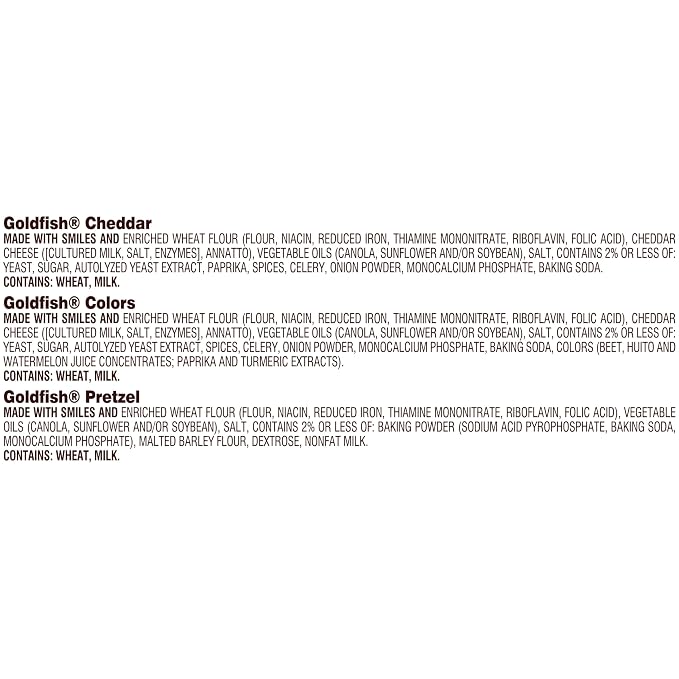 Goldfish Crackers Big Smiles Variety Pack with Cheddar, Colors, and Pretzels, Snack Packs, 30 Ct (Pack of 4)