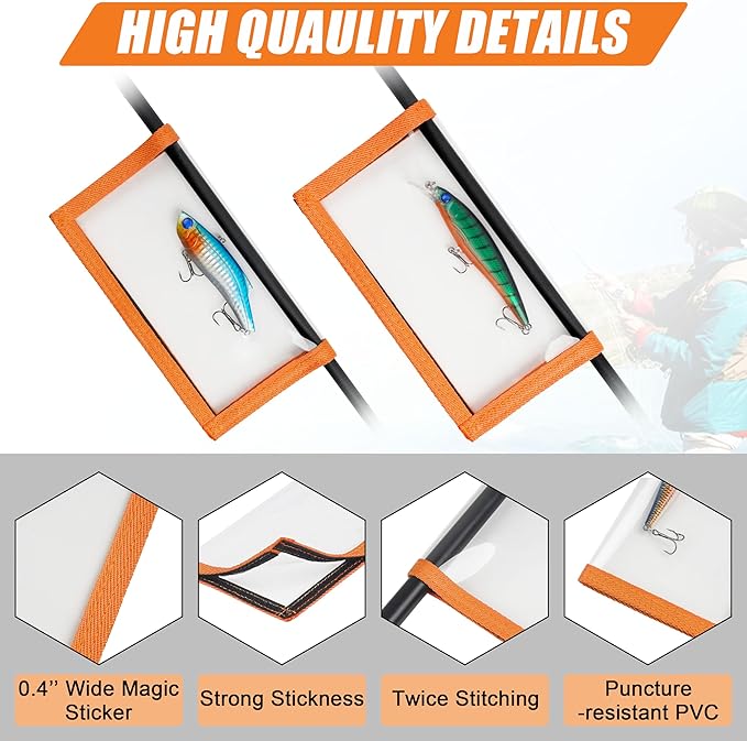 AGOOL Fishing Lure Wraps 5/10 Packs Durable Clear PVC Lure Covers Keeps Fishing Safe Easily See Lures Fishing Hook Covers Bait Storage Keeps Children, Pets and Fishermen Safe from Sharp Hook