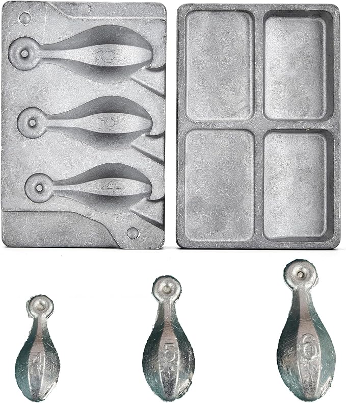 Bank Sinker Mold and Pure Lead Ingots,DIY Bullet Casting,Fishing Sinkers and Fishing Weights
