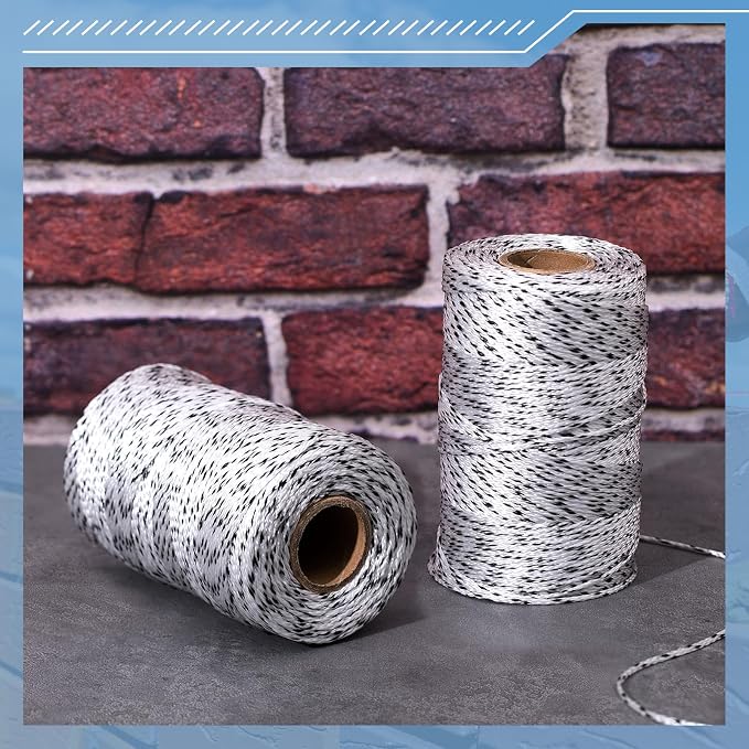 Amylove 6 Roll Mason String Line #18, 500 ft Nylon Braided Construction String Line, Heavy Duty Outdoor Twine Rope for Gardening or Masonry Tools Construction DIY Project, Black White