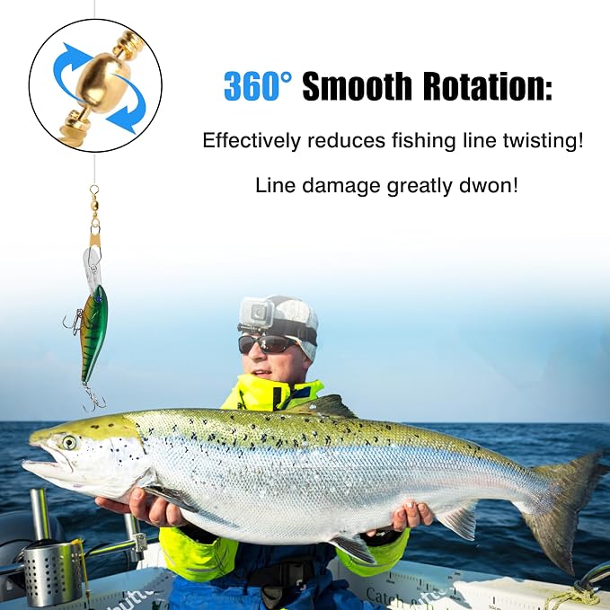 AGOOL Fishing Swivels Snaps, 60/120pcs Barrel Swivels with Nice Snaps Gold High Strength Solid Rings Line Lures Connector Fishing Tackle Accessories