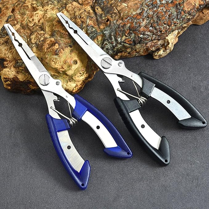 Fishing Pliers Long Nose Hook Remover 2 Multi-function Scissors Braid Cutters Lightweight Stainless Steel Fishing Tools Split Ring Opener Fish Gripper Gear Accessories