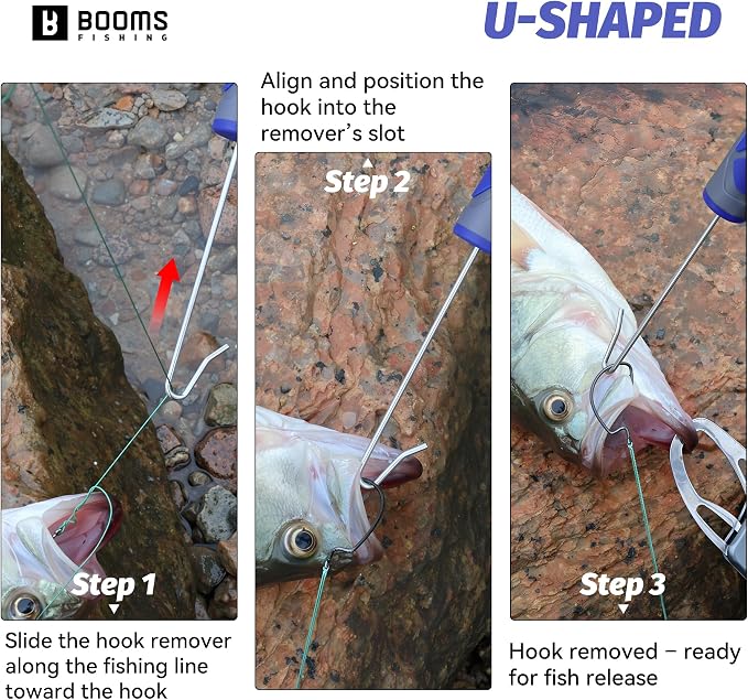 Booms Fishing Hook Remover Tool: 2pack Portable Dehooker Tools Saltwater - 7inch Fish Hook Quick Removal Device with Anti-Lost Lanyard, No Slip Ergonomic Design Handle Fishing Accessories, XW21