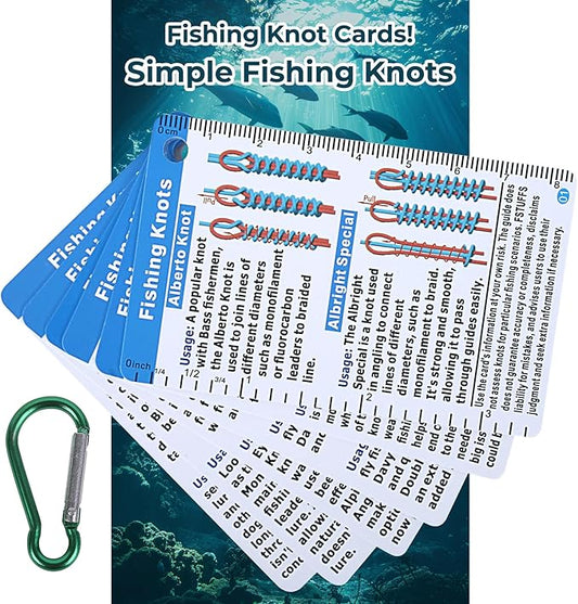 Fisherman's Knot Cards - 25 way Waterproof Pocket Guide & Knot Tying Tool | Fishing Knot Charts, Hook Size Chart for Salt Water Fishing | Gifts for Fisherman, Men, Boy Scouts Incl. Knots Landing Guide