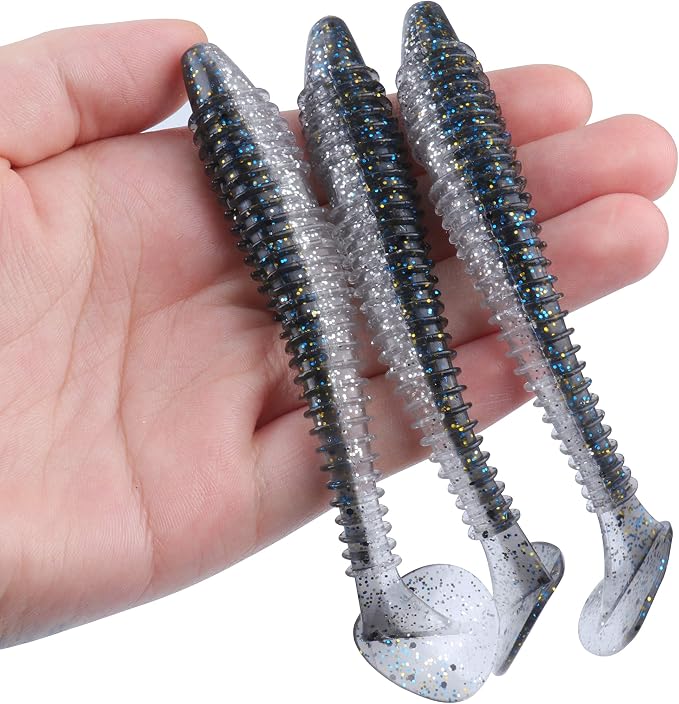 Paddle Tail Swimbaits 100/80/50PCS, 5/4/3/2 inch Soft Fishing Lures Bulk Pack – Durable Lifelike Action Lures for Bass, Trout, Crappie – Freshwater & Saltwater Fishing Gifts