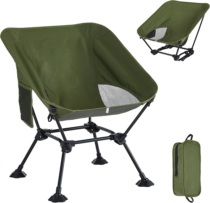 Ultralight Camping Chair,Compact Folding Chair with Anti-Sinking Large Feet and Storage Bag,Lightweight Backpack Chair for Naturehike,Travel,Beach,Hiking