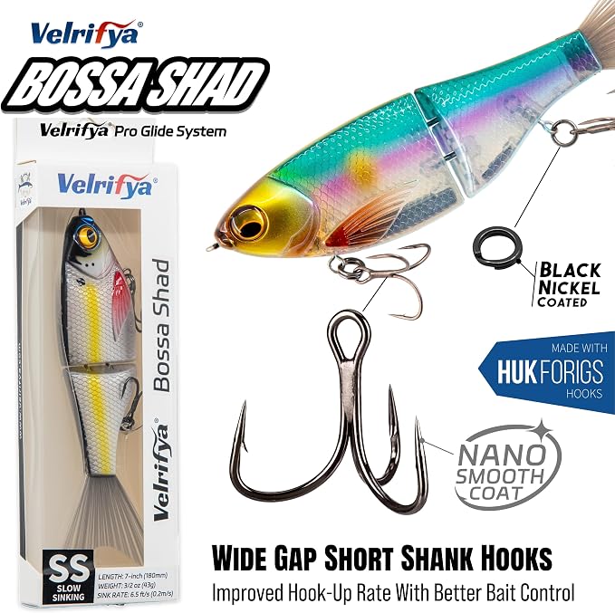 Bossa Shad Multi-Jointed Swimbait – Realistic Shad Profile with Natural Swimming Action for Bass Fishing