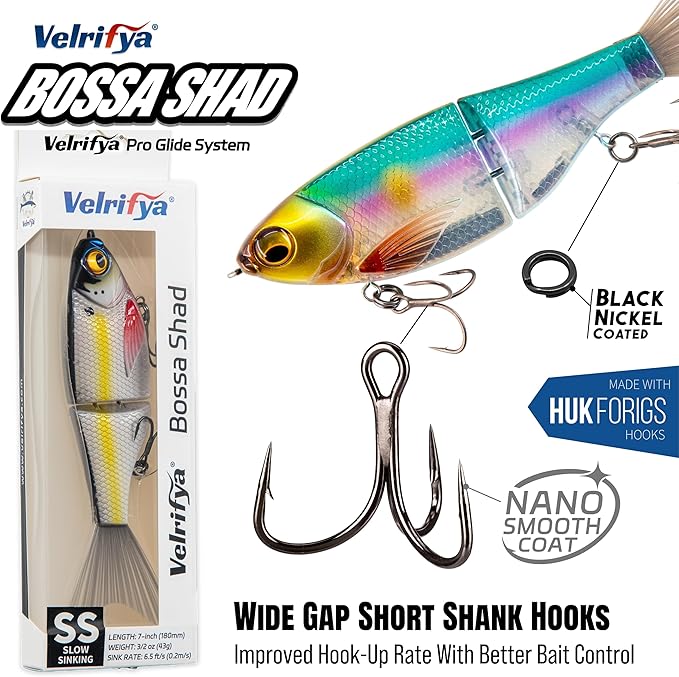 Bossa Shad Multi-Jointed Swimbait – Realistic Shad Profile with Natural Swimming Action for Bass Fishing