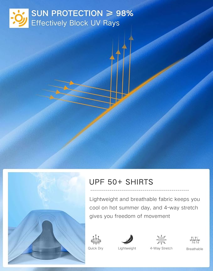 Pudolla Men's Sun Protection Hoodie Shirts UPF 50+ Rash Guard SPF Long Sleeve Fishing Shirt for Men Swim Hiking Boating