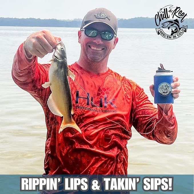 Made in USA | Fishing Can Cooler from Shark Tank | Fishing Gifts for Men & Gifts for Dad Who Has Everything | Boating Must Haves | Retail Box Packaging | Blue