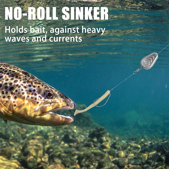 5/10 Pack No Roll Sinker Lead Fishing Weights Catfish Sinkers Coin Disc Weight Snagless Flat Inline Sinker for Catfishing Rig Bank River Surf Fishing Saltwater