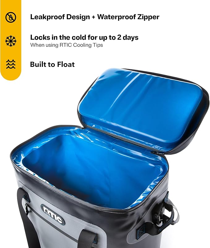 RTIC Ultra-Tough Soft Cooler 50 Can, Insulated Bag Portable Ice Chest Box for Lunch, Beach, Drink, Beverage, Travel, Camping, Picnic, Car, Trips, Floating Cooler Leak-Proof with Zipper