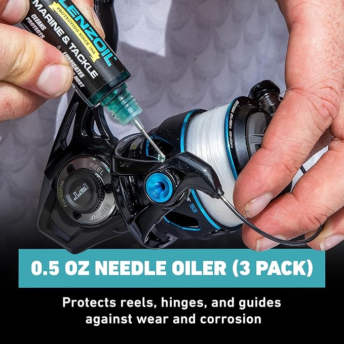 CLENZOIL Marine & Tackle - Fishing Gear Oil Lubricant - for Fish Care Reels, Boat Motors, Downriggers & More - Easily Oils Applicator