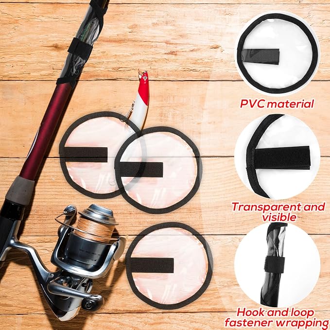 6pcs Fishing Lure Protective Covers, 3 Transparent PVC Fish Hook Covers & 3 Oxford Cloth Hook Protectors Lure Guard Protector for Fishing Rod Safety & Tackle Storage