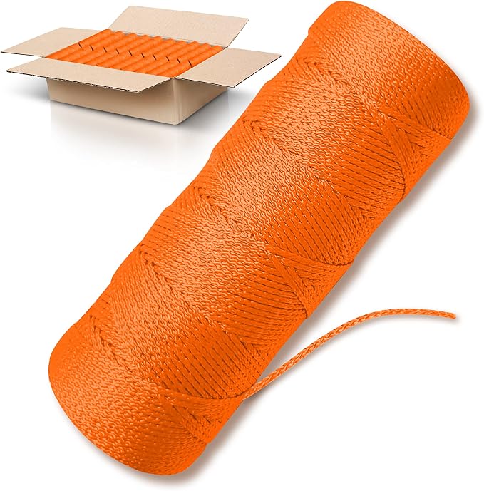 Orange Mason Line String Line - 84 Roll Pack - #18 Braided Nylon String - 500 Ft Length Per Roll - Nylon Twine for Gardening Or Masonry Tools - Perfect Construction String for A String Level