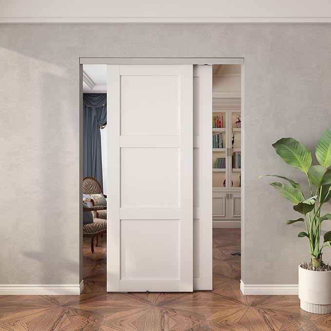Sdstone Heavy Duty Bypass Door Hardware 60"/5FT,Aluminum Sliding Closet Door Track Hardware for Cabinet Closet, Pocket Door Track Rail Set, Smoothly and Quietly